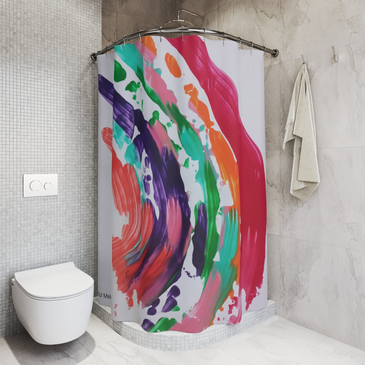 Canvas Cascade: Abstract Acrylic Art Shower Curtain Collection