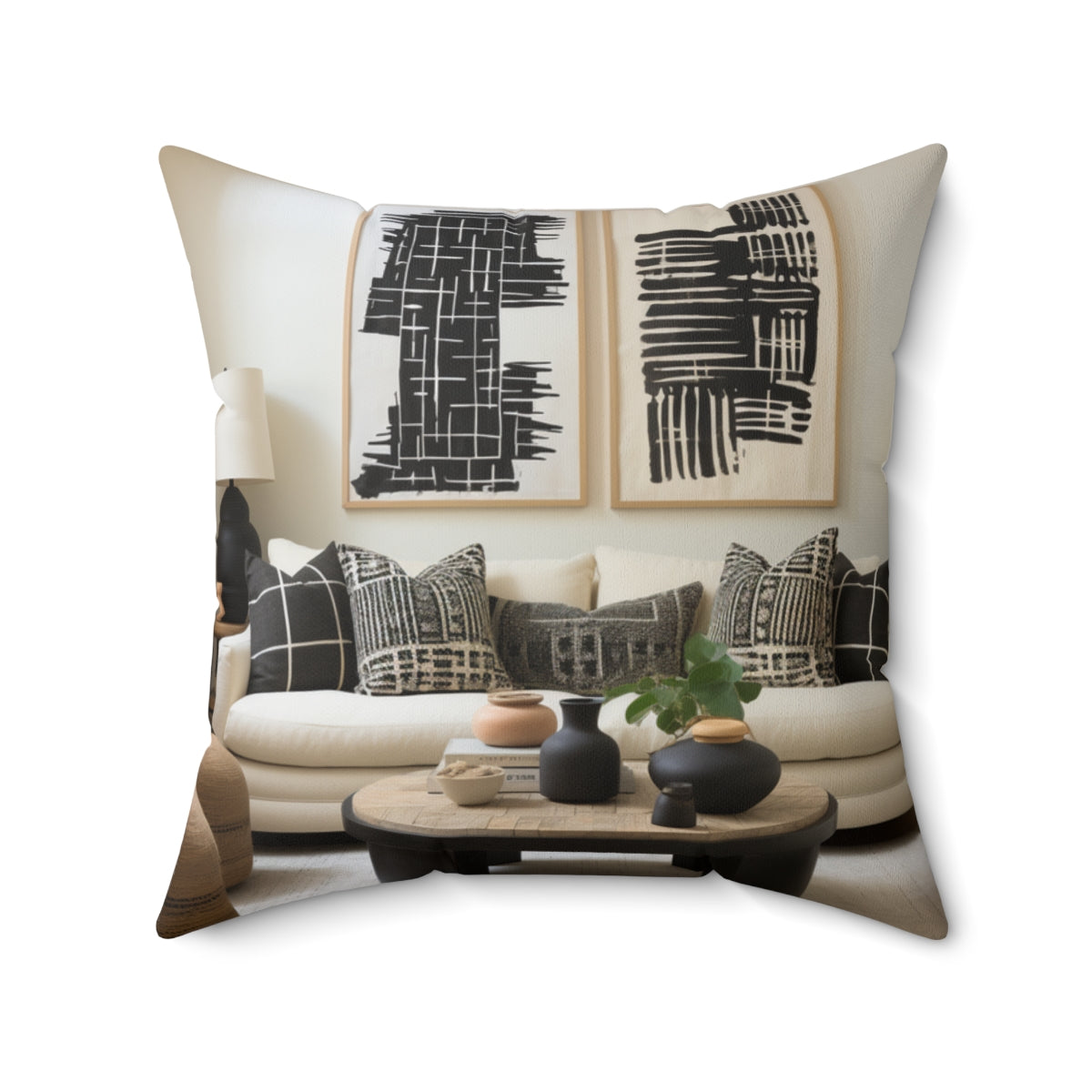 African Mud Cloth Design Canvas Pillows