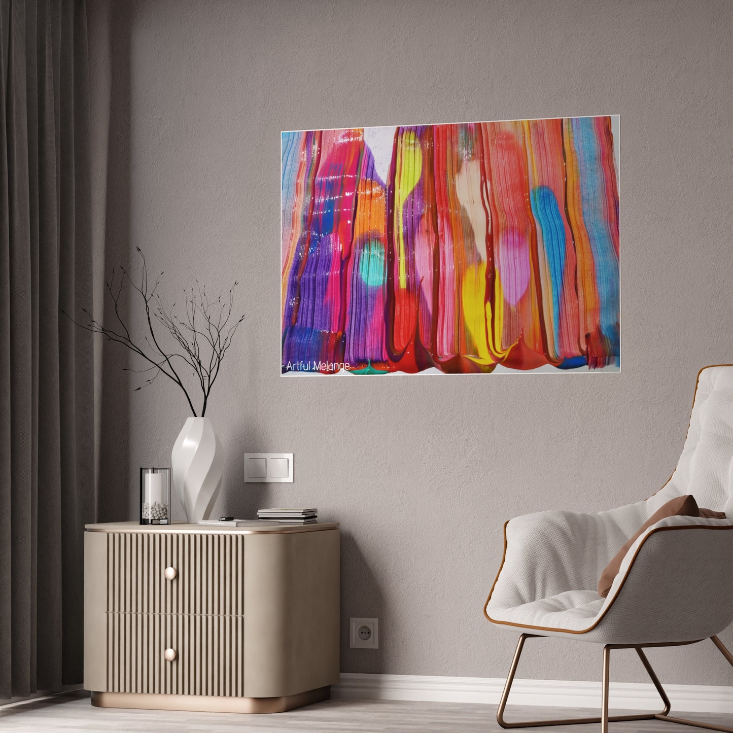 Gleaming Acrylic Abstract Poster: A Spectrum of Colorful Elegance