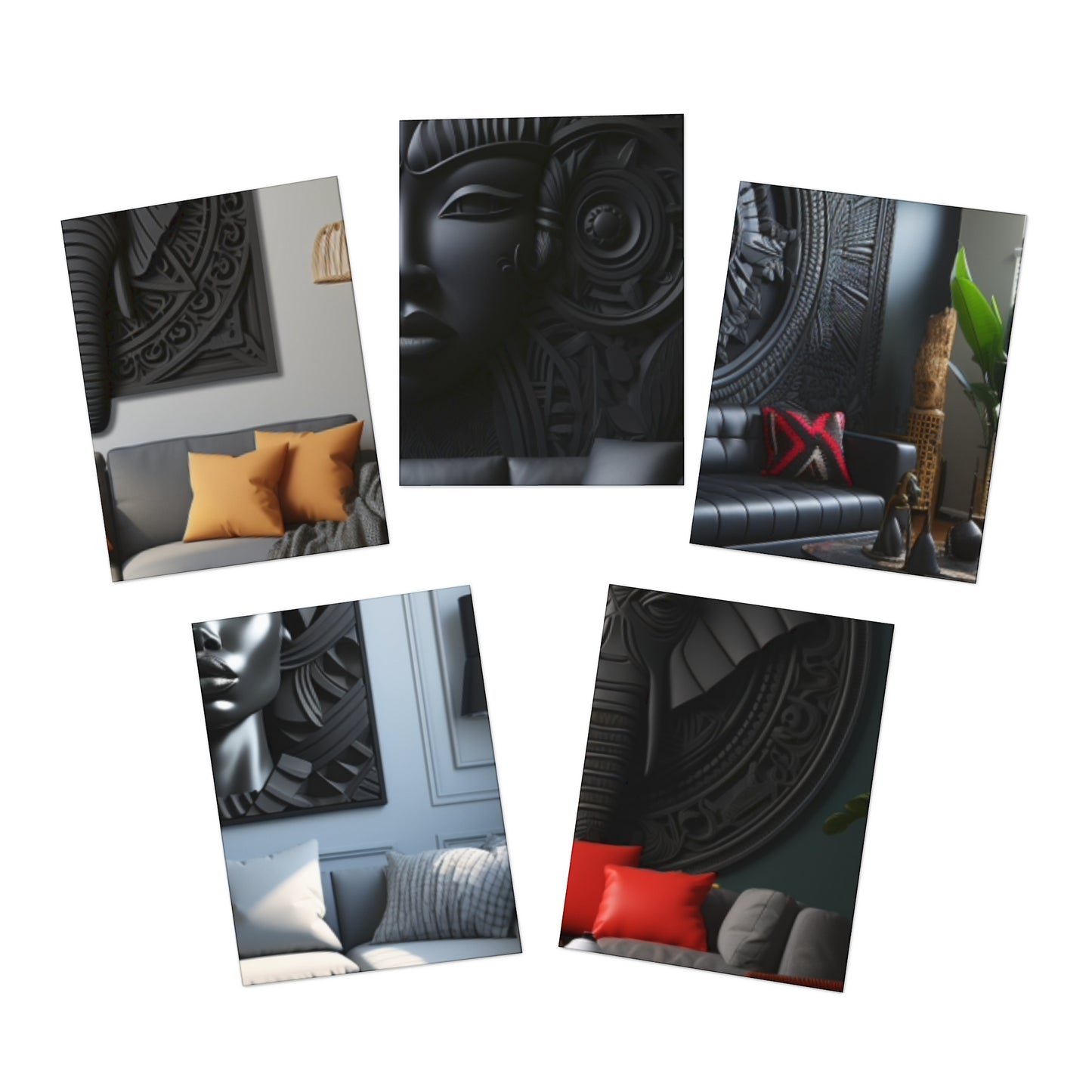 African Art Inspired Note Card Set (5-Pack)