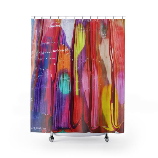 Canvas Cascade: Abstract Acrylic Art Shower Curtain Collection