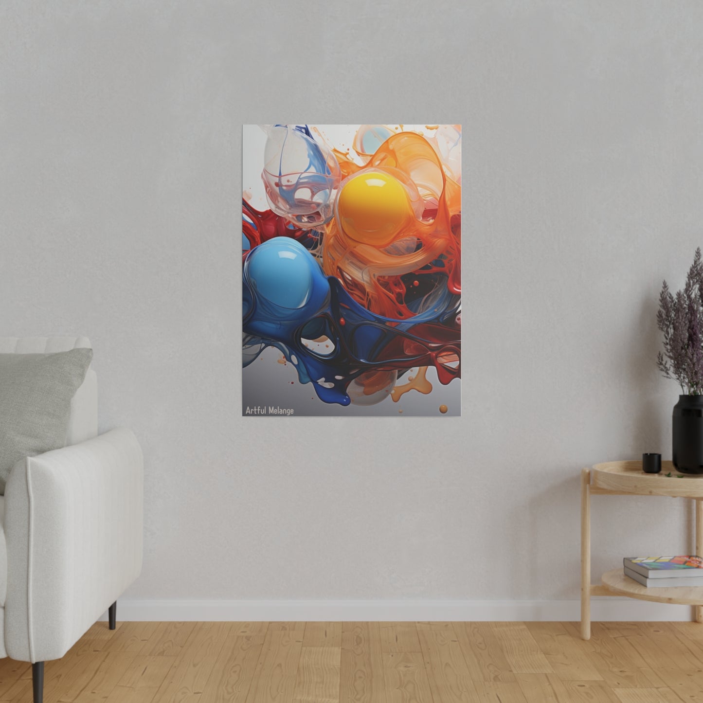 Colorful Balloon-Inspired Matt Canvas Print with Sweeping Acrylic Brush Strokes