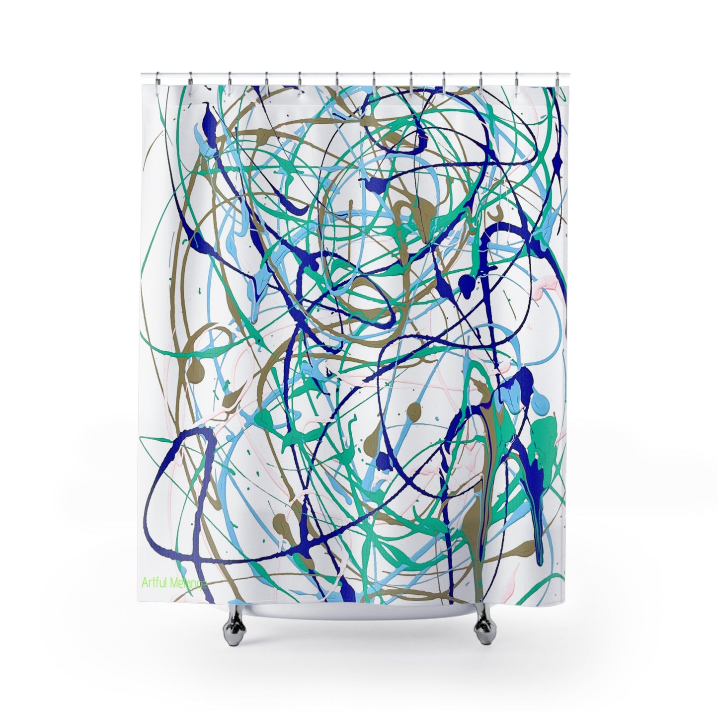 Canvas Cascade: Abstract Acrylic Art Shower Curtain Collection