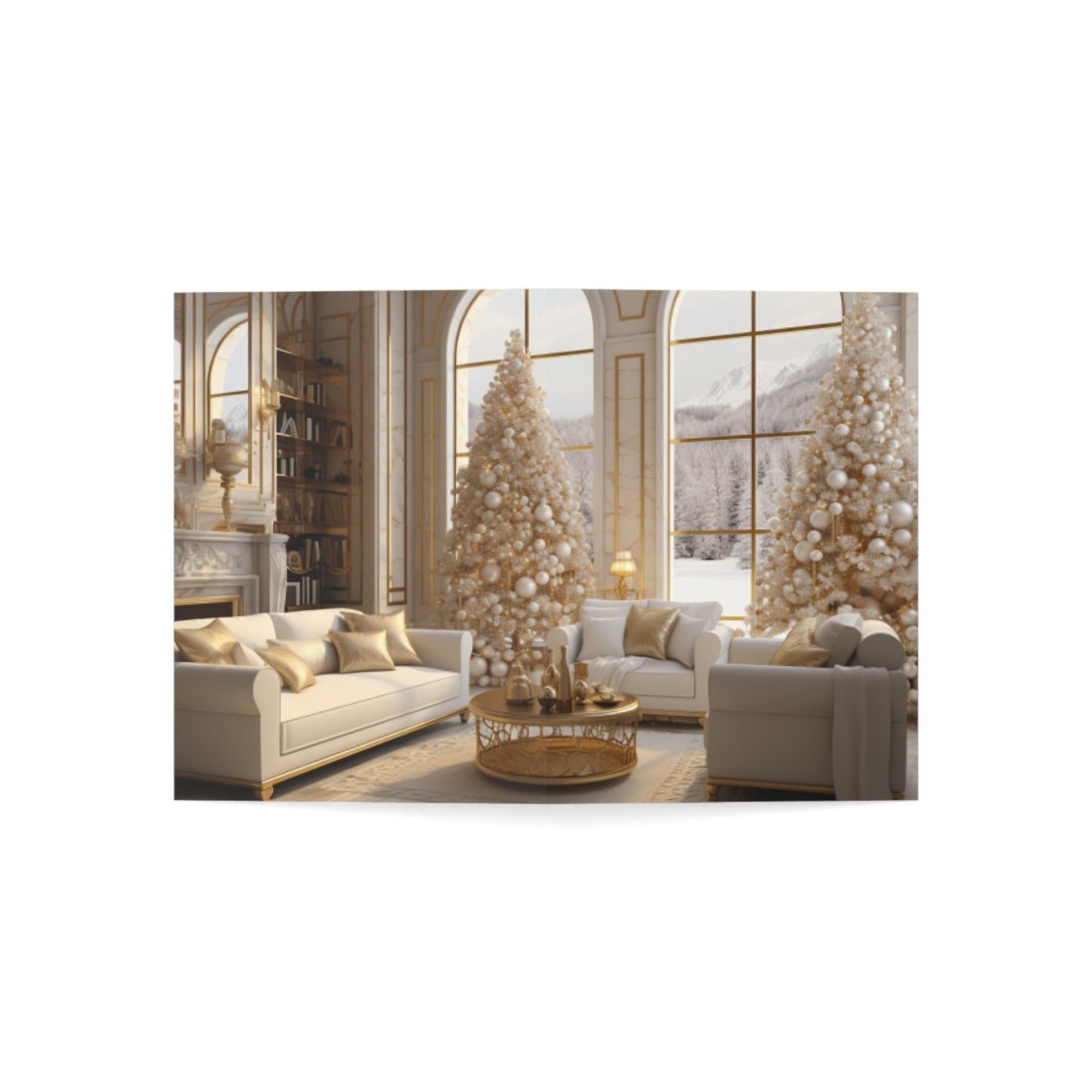 Elegance in Gold & White Christmas Notecards (1, 10, 30, and 50pcs)