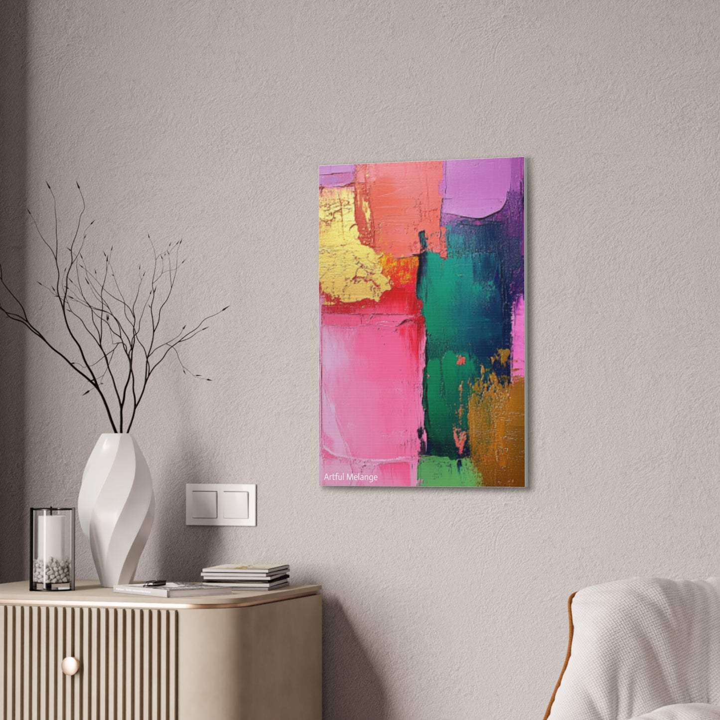 Acrylic Abstract Canvas Print - Homage to the Divine Nine/Pink Green Purple and Gold 1