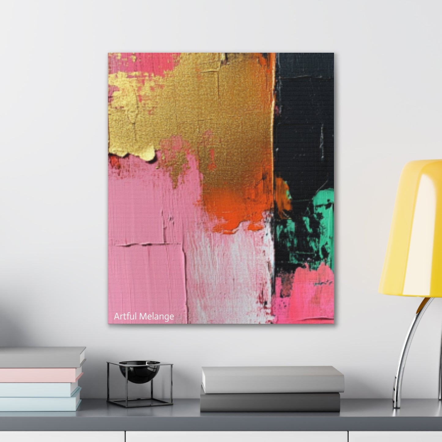 Acrylic Abstract Canvas Print - Homage to the Divine Nine/Pink Green Black and Gold 7