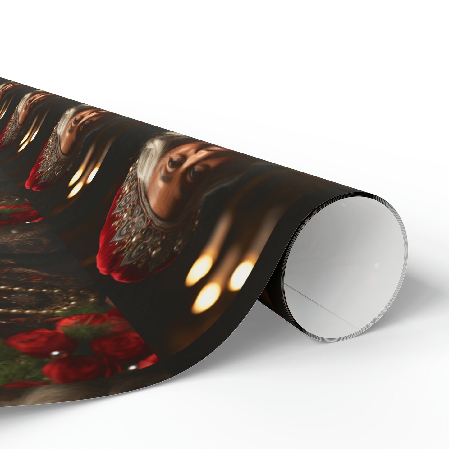 Afro-Centric Queen Claus Holiday Wrapping Paper - Dark & Rich Textured Design