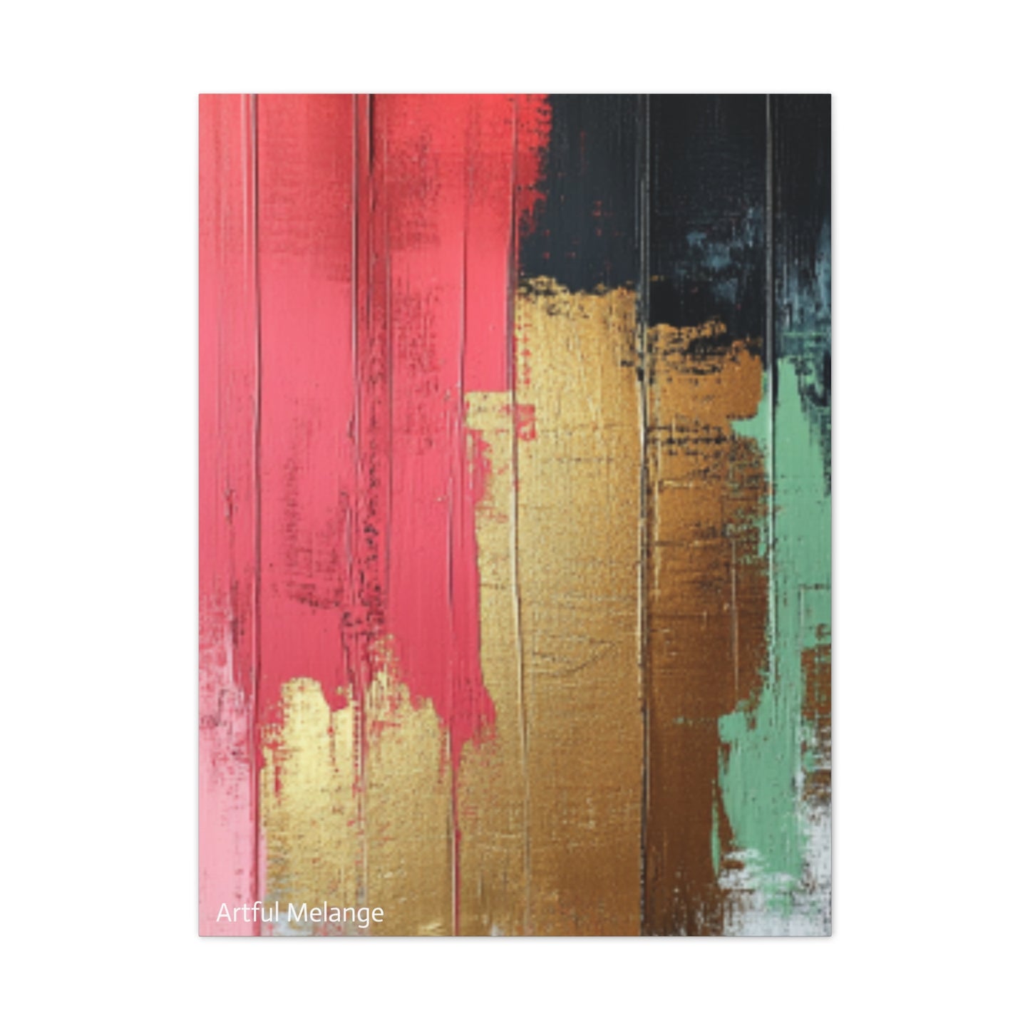 Acrylic Abstract Canvas Print - Homage to the Divine Nine/Pink Green Black and Gold 6