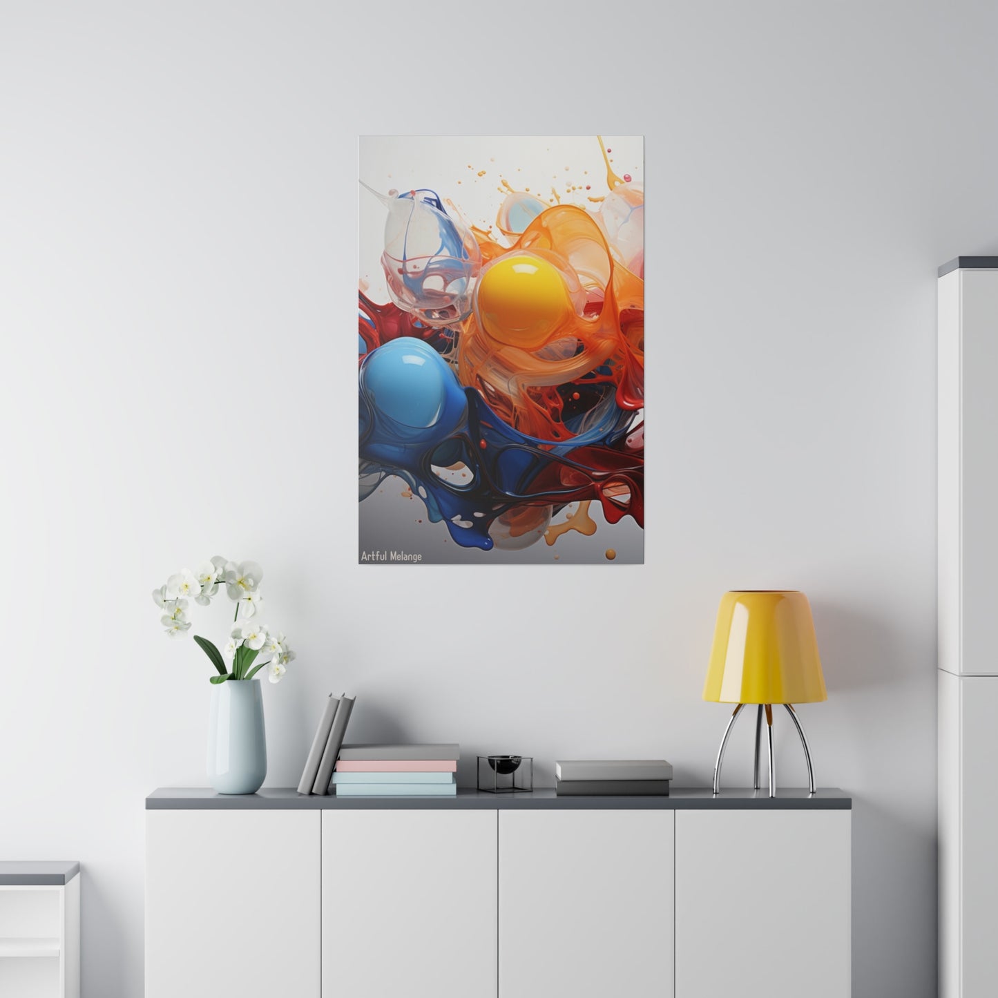 Colorful Balloon-Inspired Matt Canvas Print with Sweeping Acrylic Brush Strokes