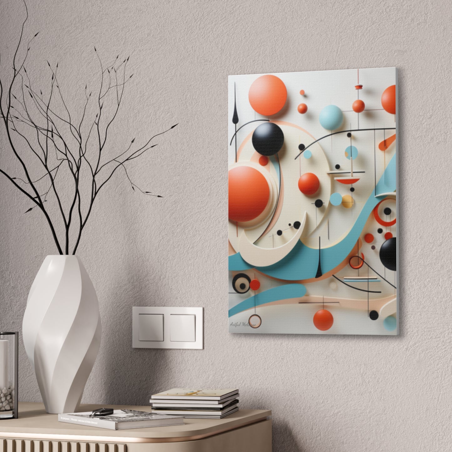 Harmony in Cyan and Peach- Graphic Print