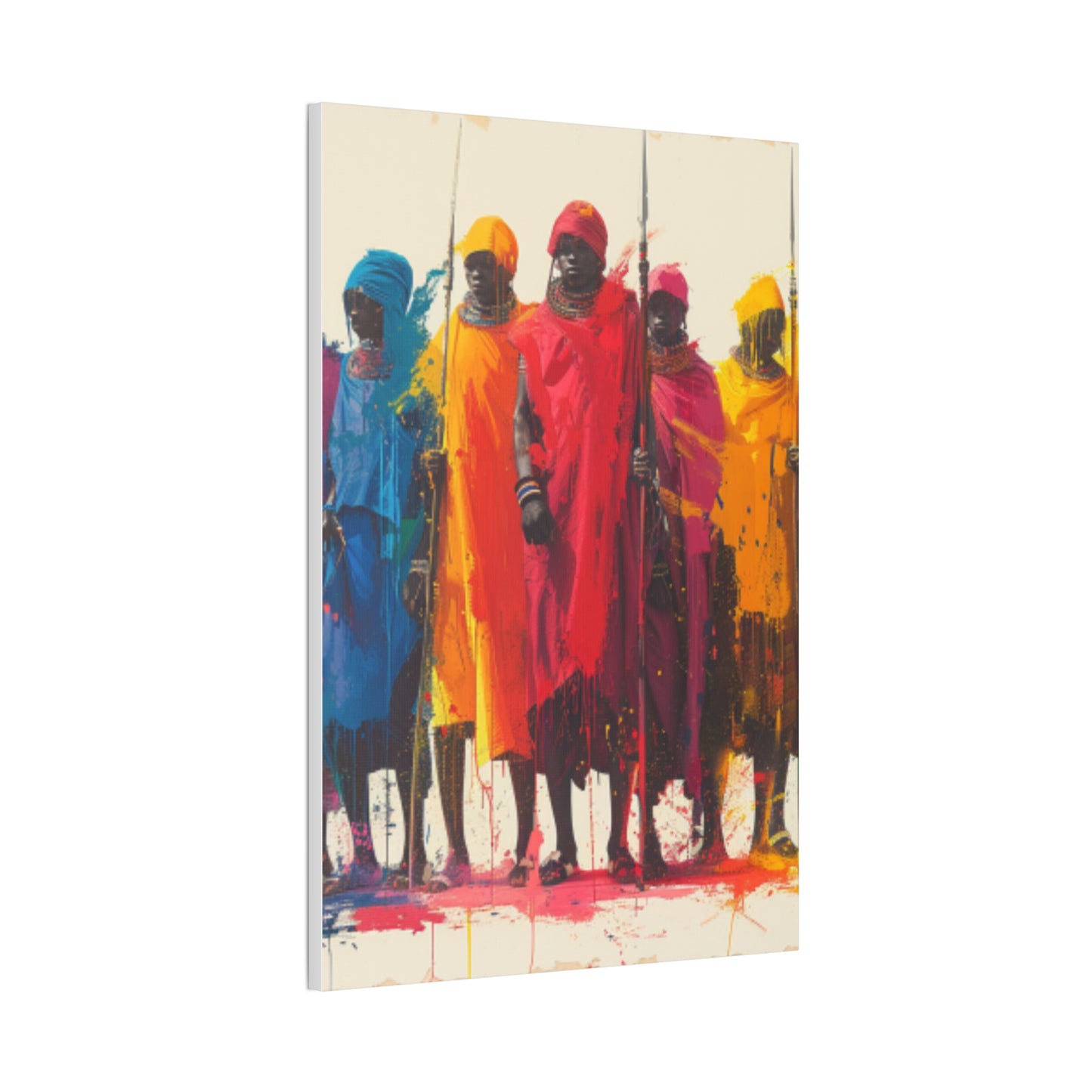 Masai Warriors Abstract Canvas Print