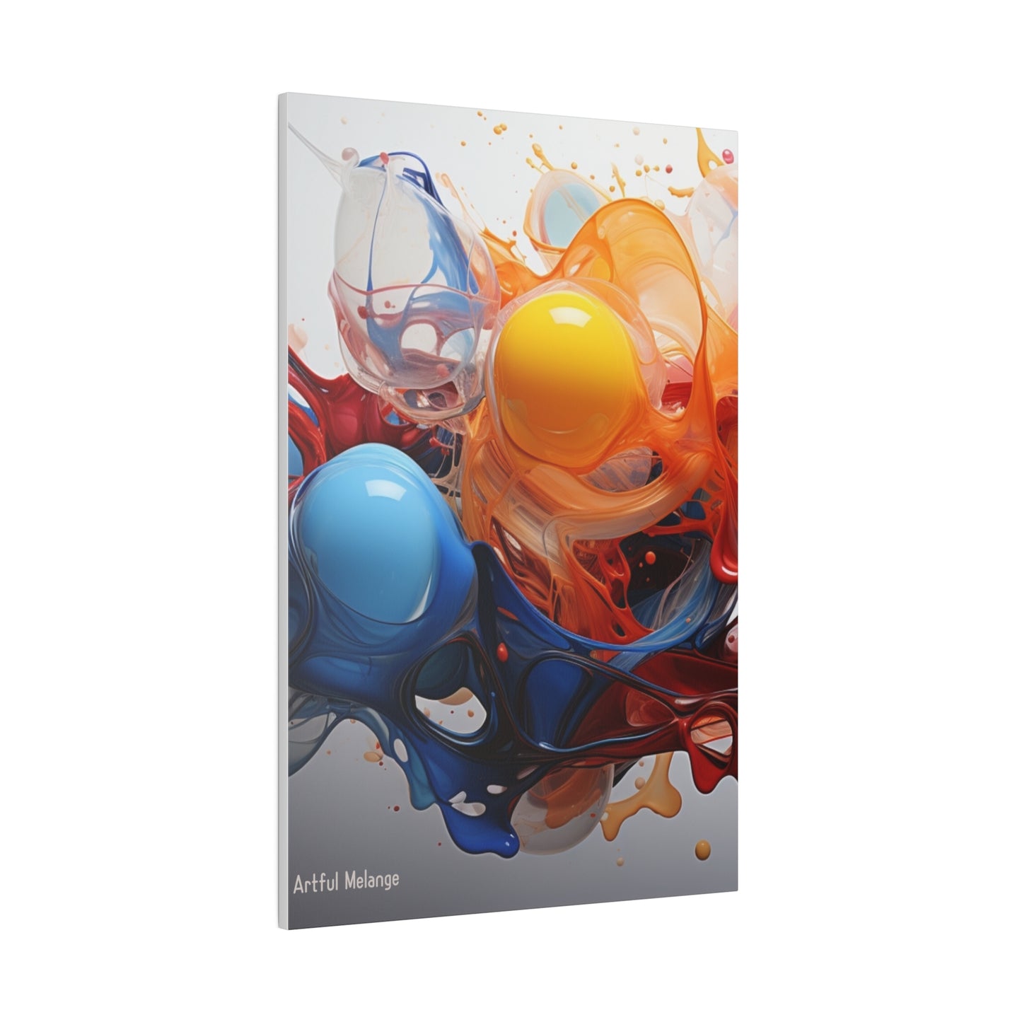 Colorful Balloon-Inspired Matt Canvas Print with Sweeping Acrylic Brush Strokes