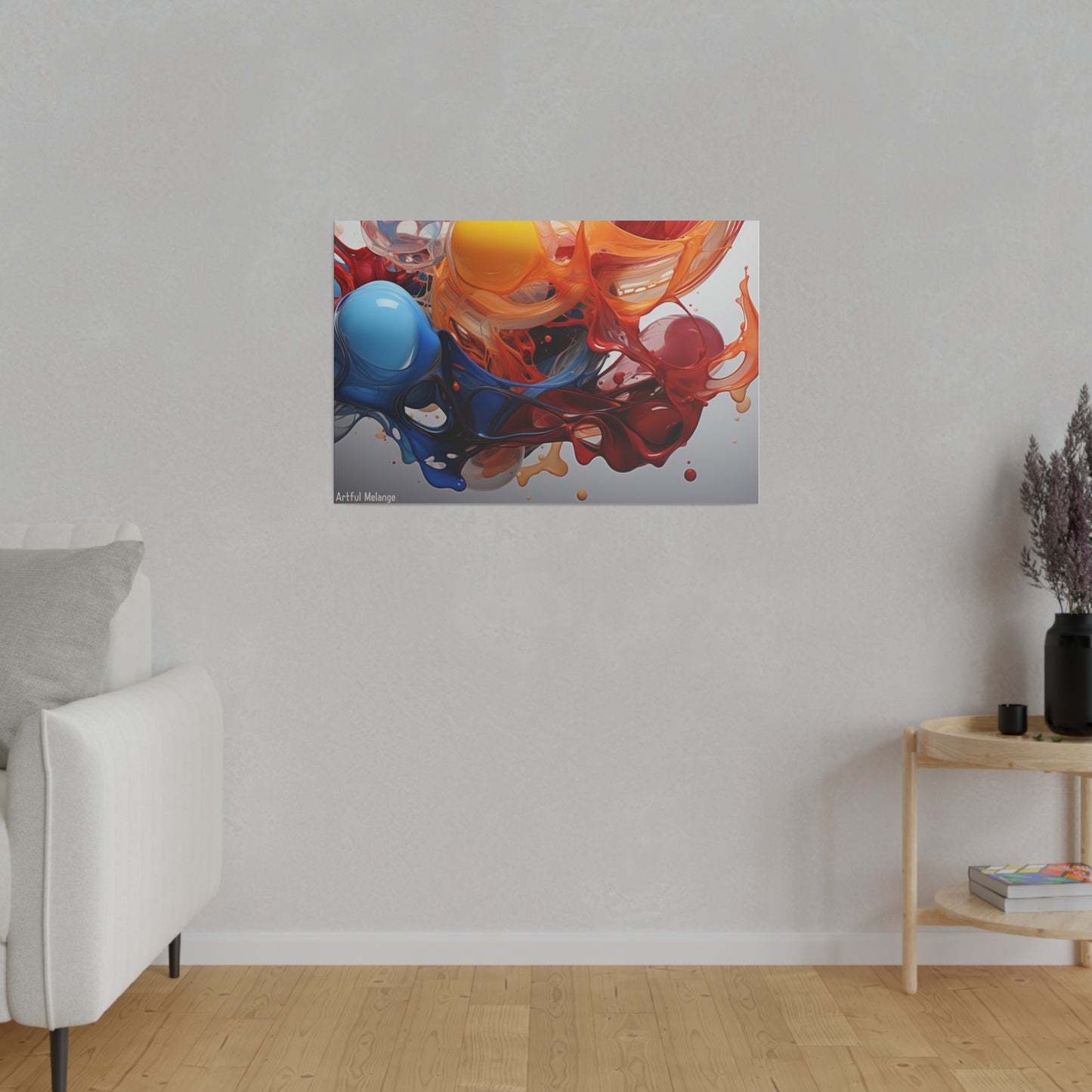 Colorful Balloon-Inspired Matt Canvas Print with Sweeping Acrylic Brush Strokes