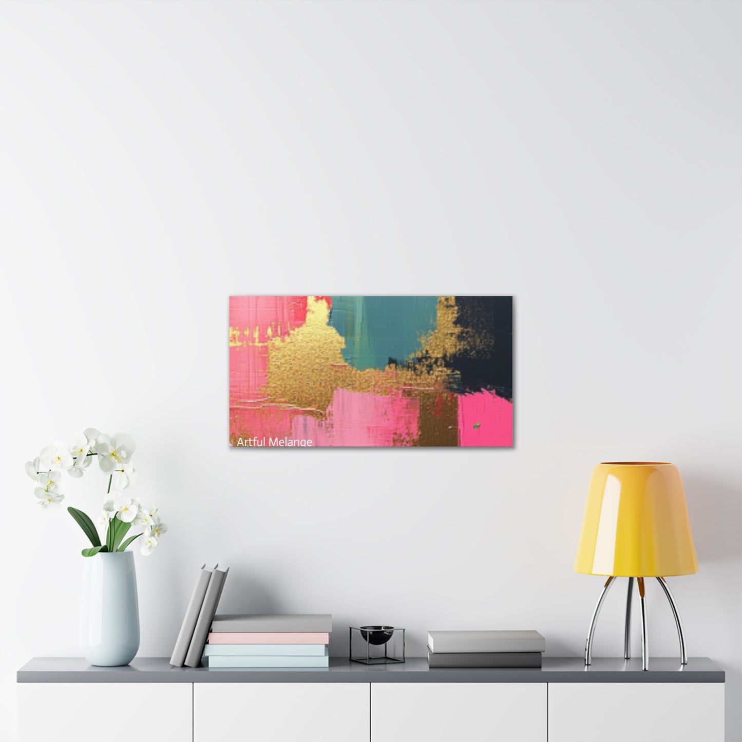 Acrylic Abstract Canvas Print - Homage to the Divine Nine/Pink Green Black and Gold 5