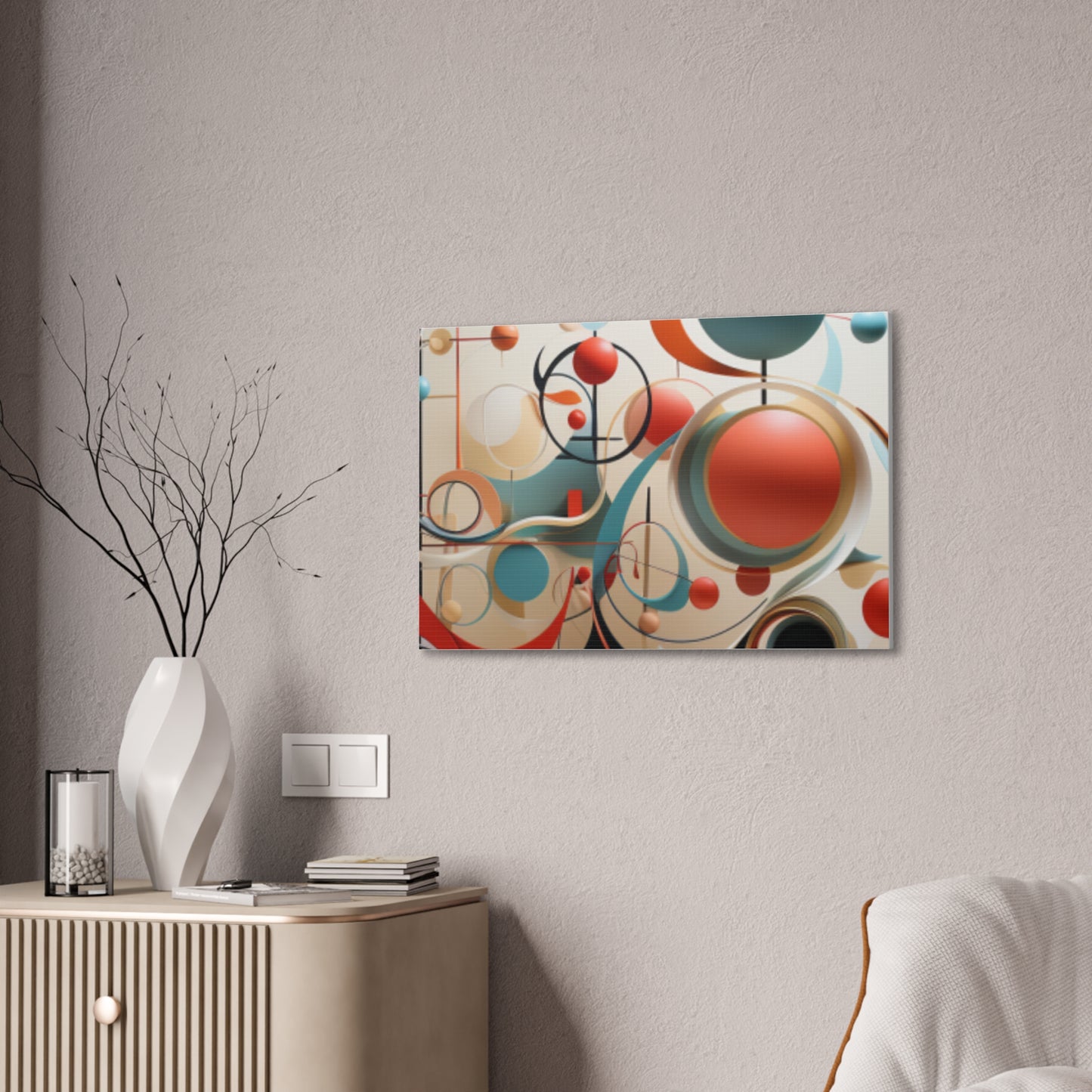 Harmony in Cyan and Peach- Graphic Print