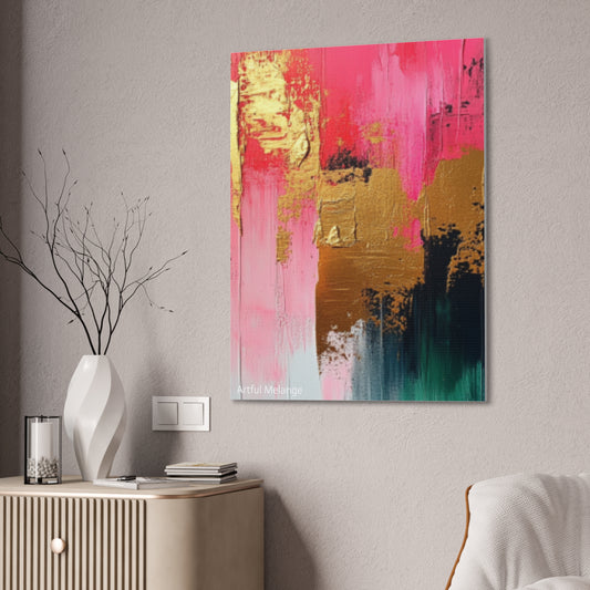 Acrylic Abstract Canvas Print - Homage to the Divine Nine/Pink Green Black and Gold 4