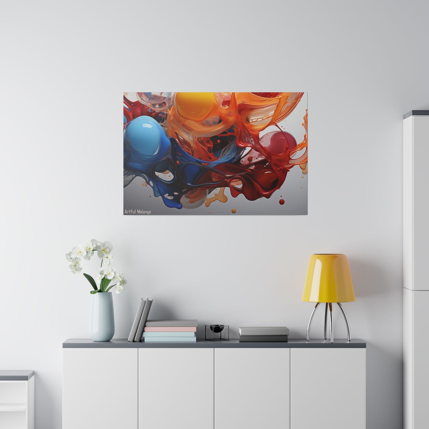 Colorful Balloon-Inspired Matt Canvas Print with Sweeping Acrylic Brush Strokes