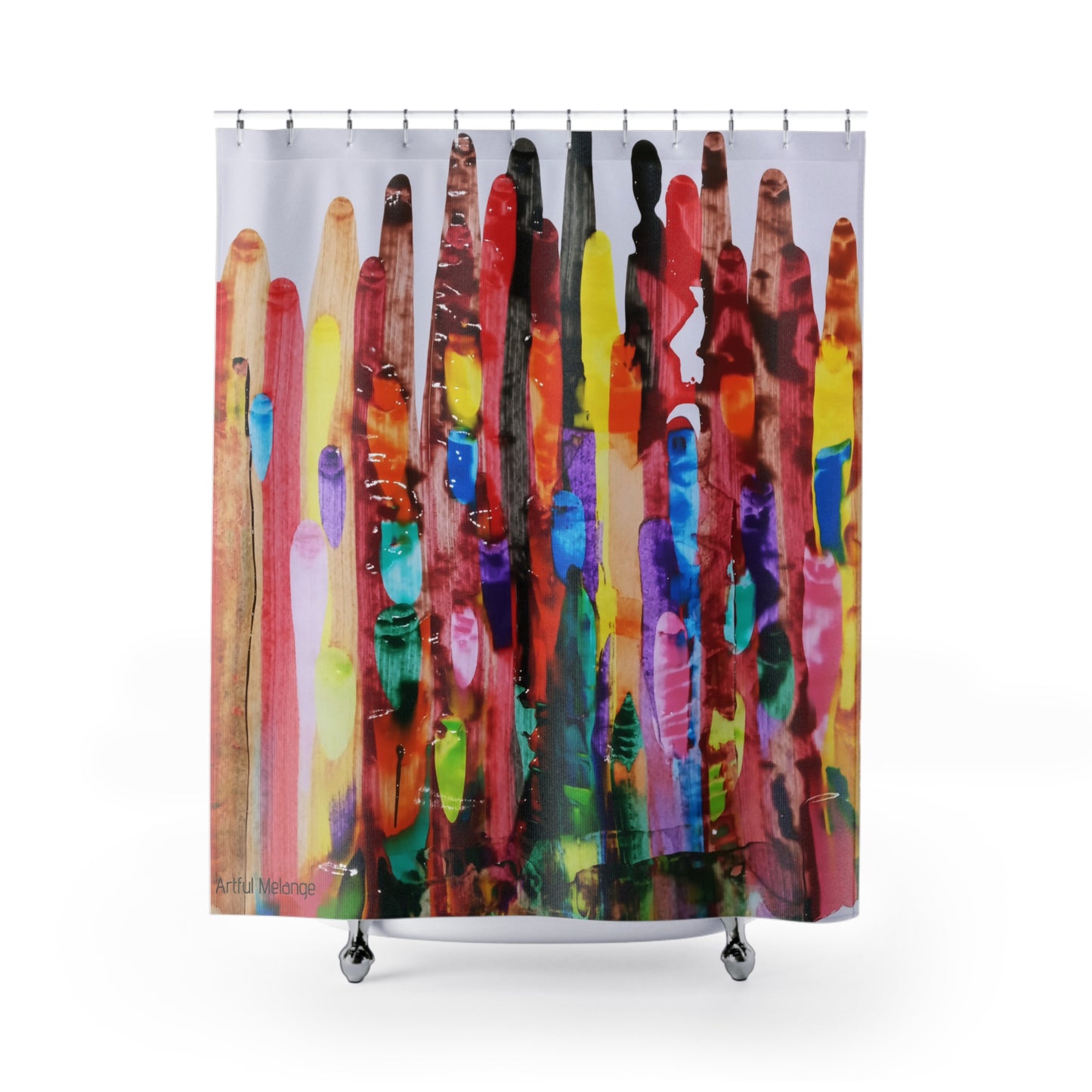 Canvas Cascade: Abstract Acrylic Art Shower Curtain Collection