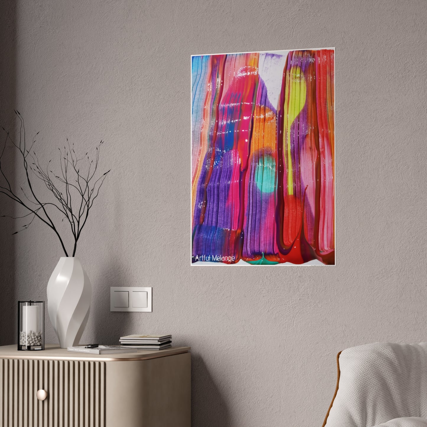 Gleaming Acrylic Abstract Poster: A Spectrum of Colorful Elegance