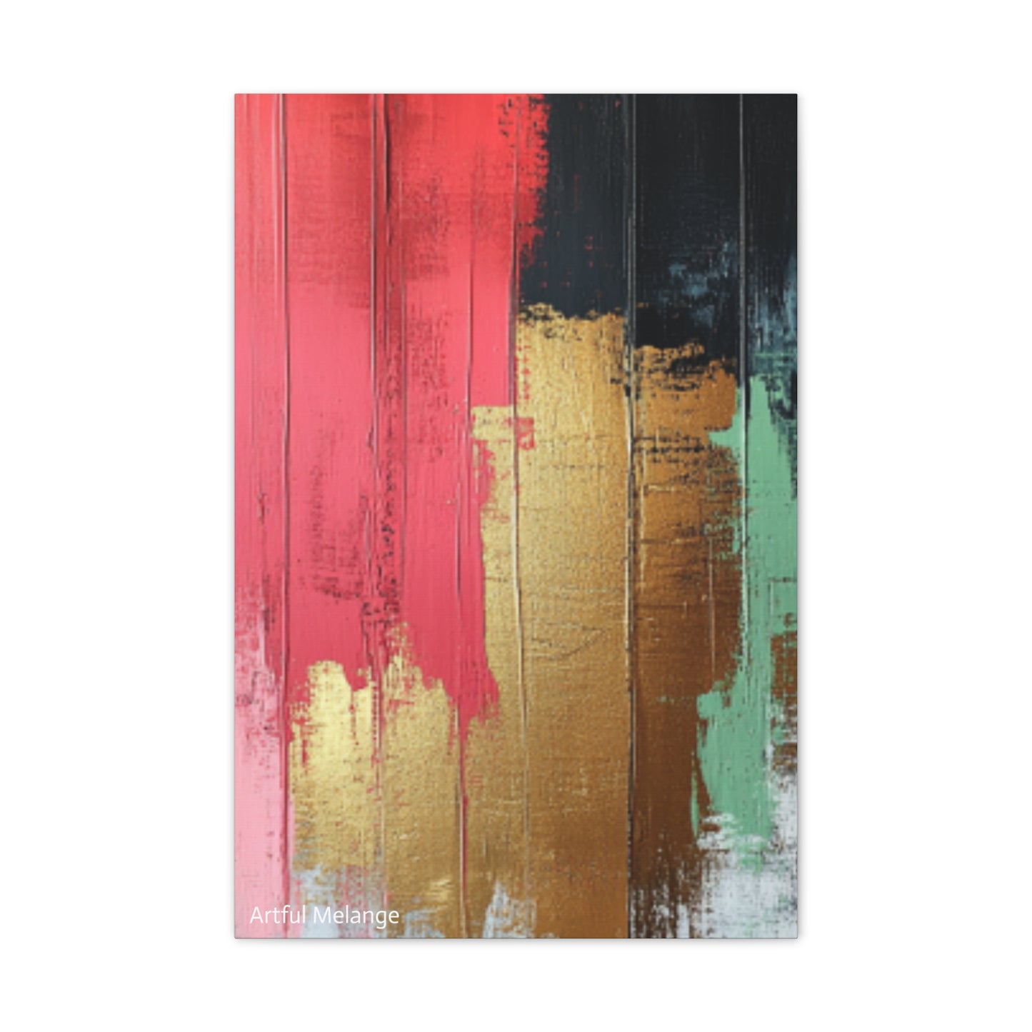 Acrylic Abstract Canvas Print - Homage to the Divine Nine/Pink Green Black and Gold 6