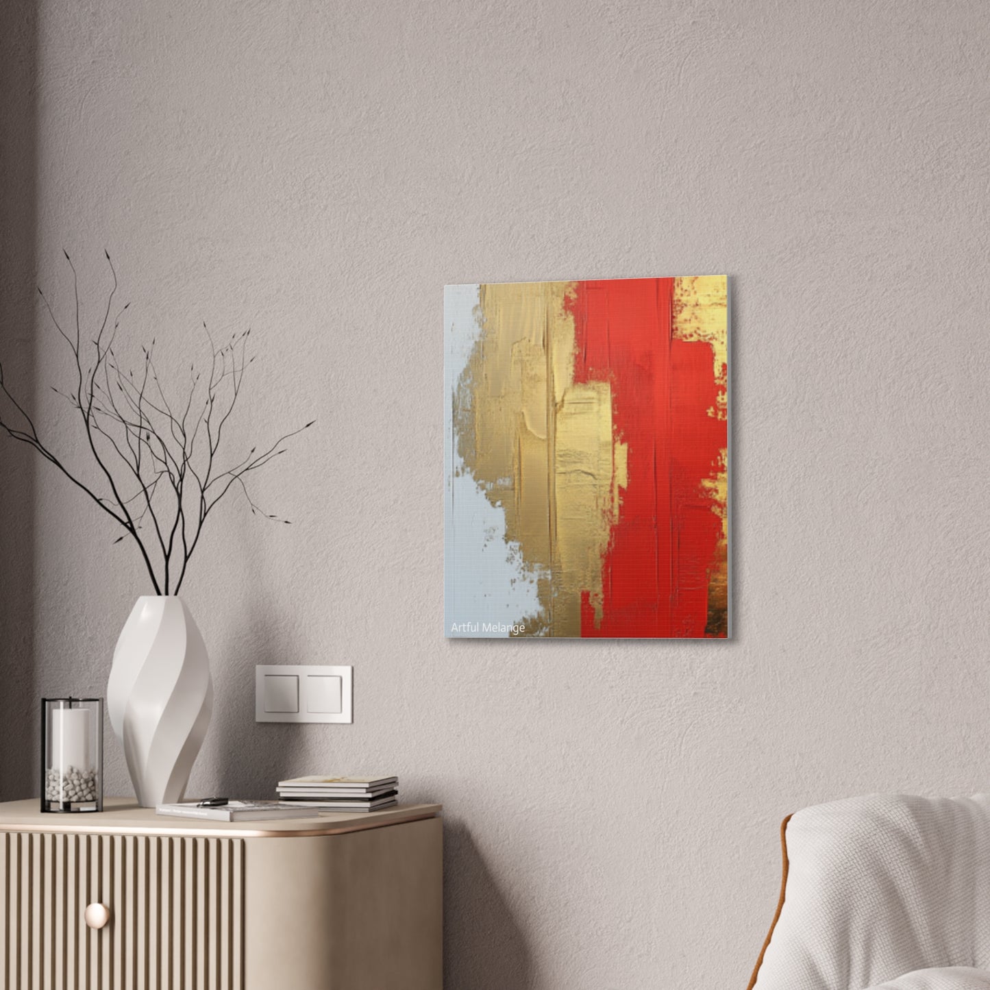 Acrylic Abstract Canvas Print - Homage to the Divine Nine/Red White and Gold 2