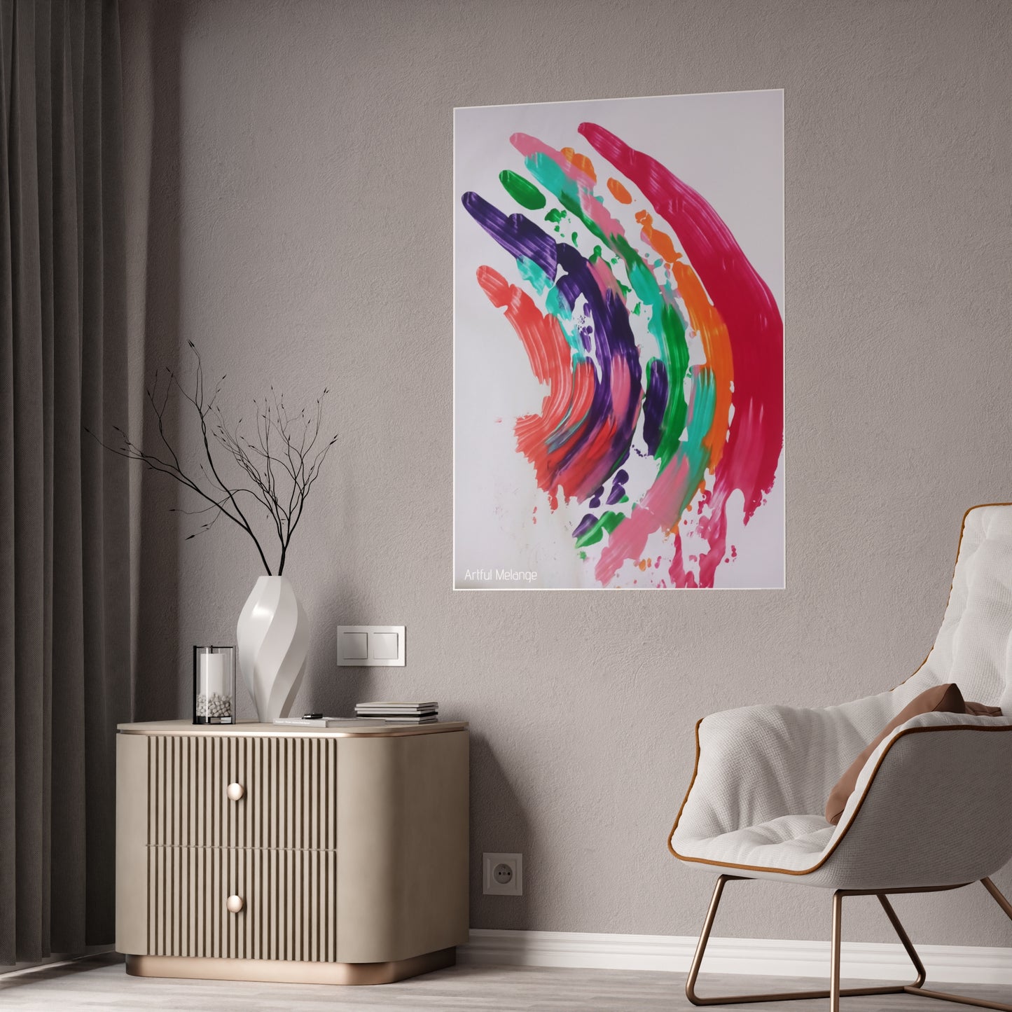 Gleaming Acrylic Abstract Poster: A Spectrum of Colorful Elegance