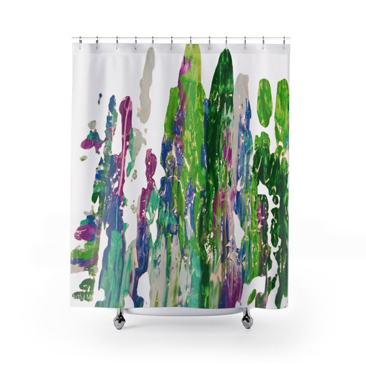 Canvas Cascade: Abstract Acrylic Art Shower Curtain Collection