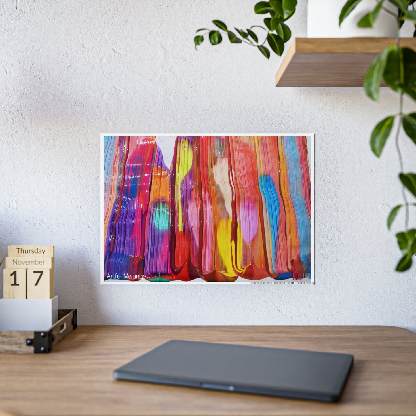 Gleaming Acrylic Abstract Poster: A Spectrum of Colorful Elegance