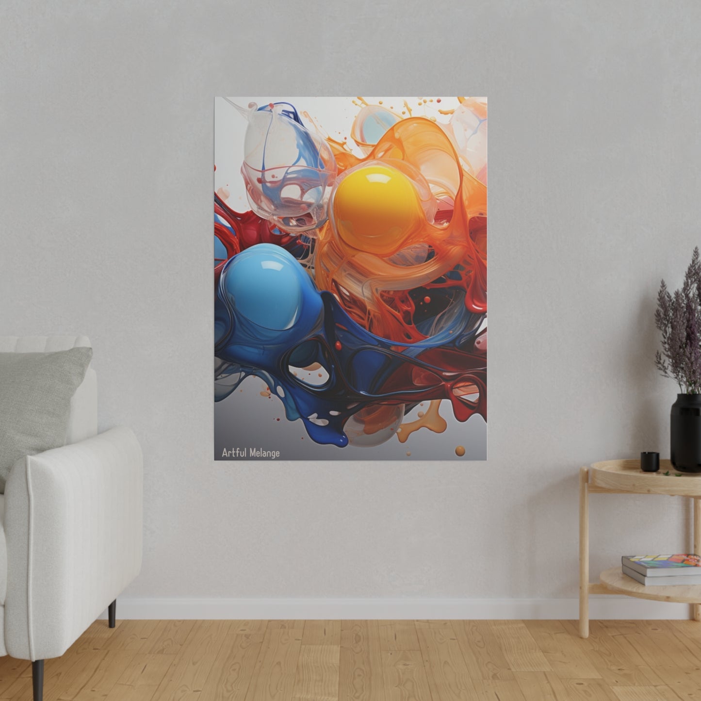 Colorful Balloon-Inspired Matt Canvas Print with Sweeping Acrylic Brush Strokes