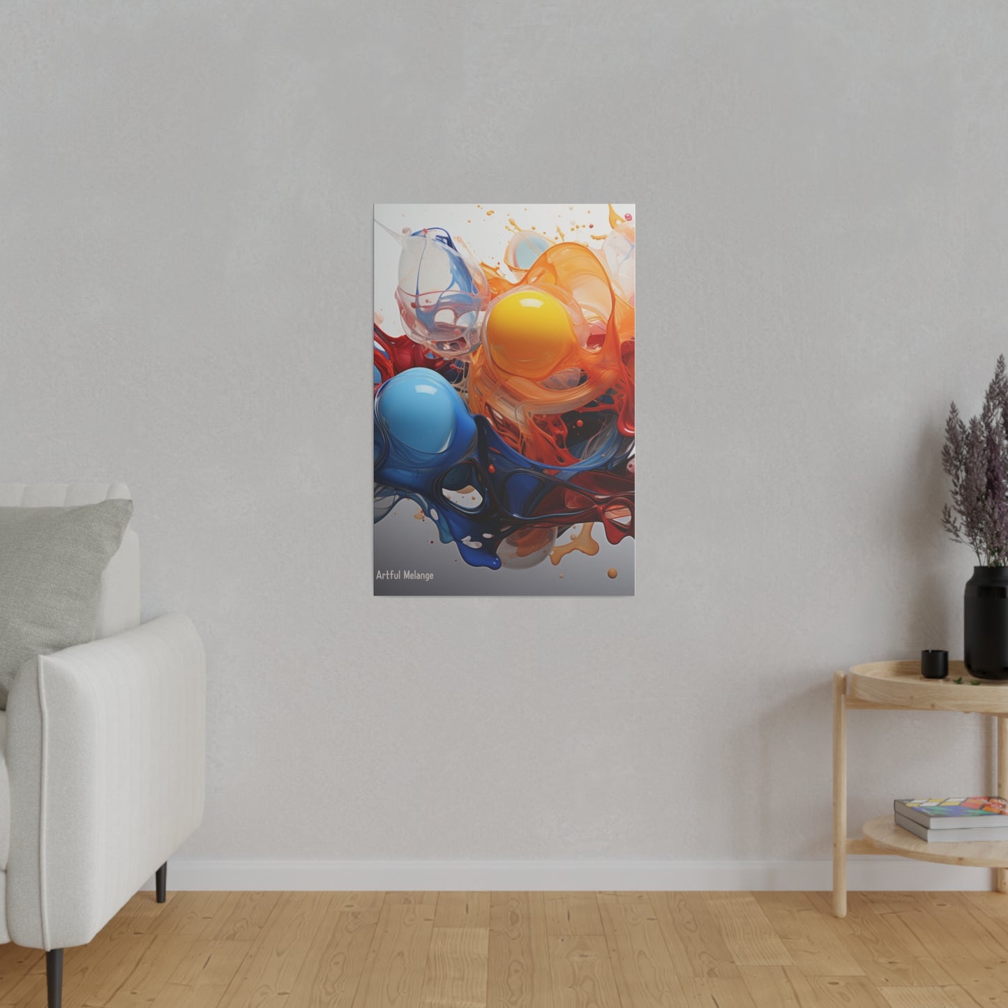 Colorful Balloon-Inspired Matt Canvas Print with Sweeping Acrylic Brush Strokes