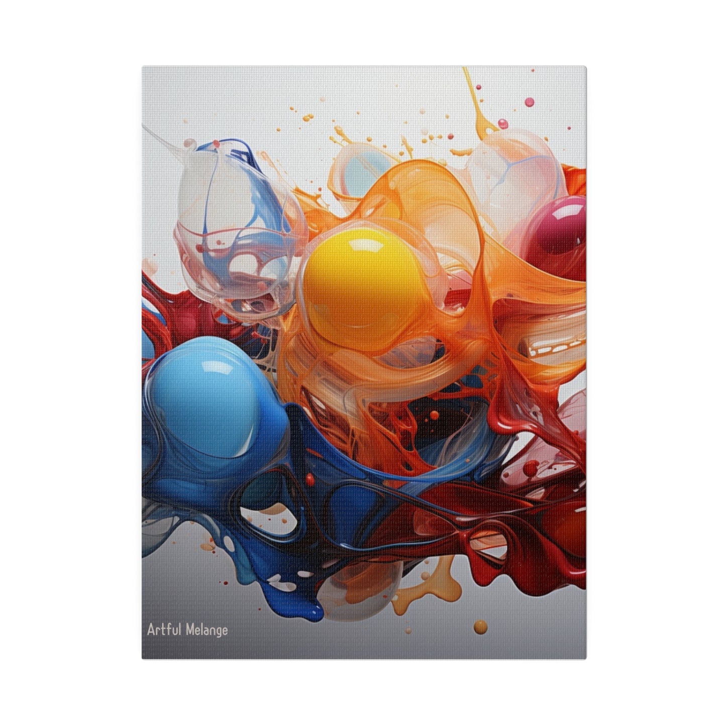 Colorful Balloon-Inspired Matt Canvas Print with Sweeping Acrylic Brush Strokes