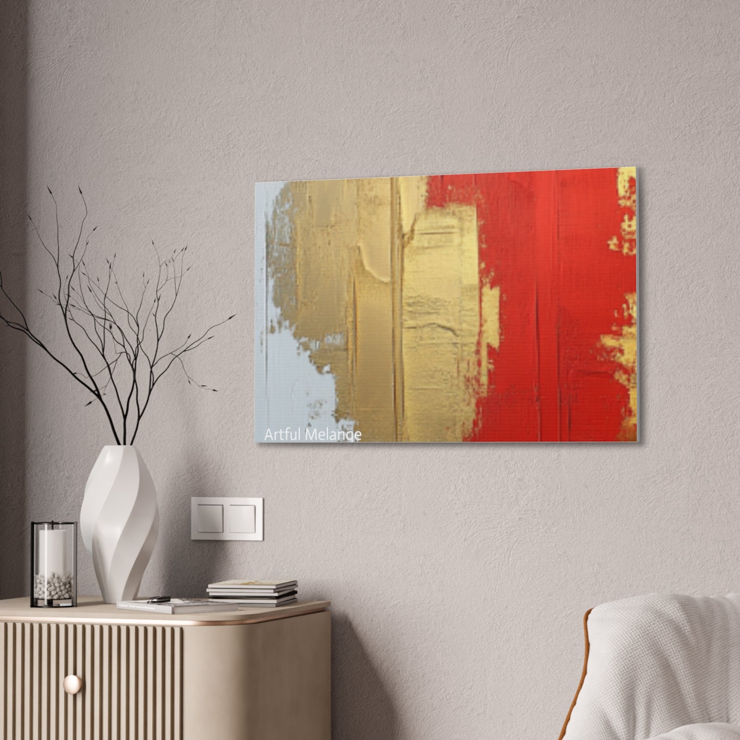 Acrylic Abstract Canvas Print - Homage to the Divine Nine/Red White and Gold 2