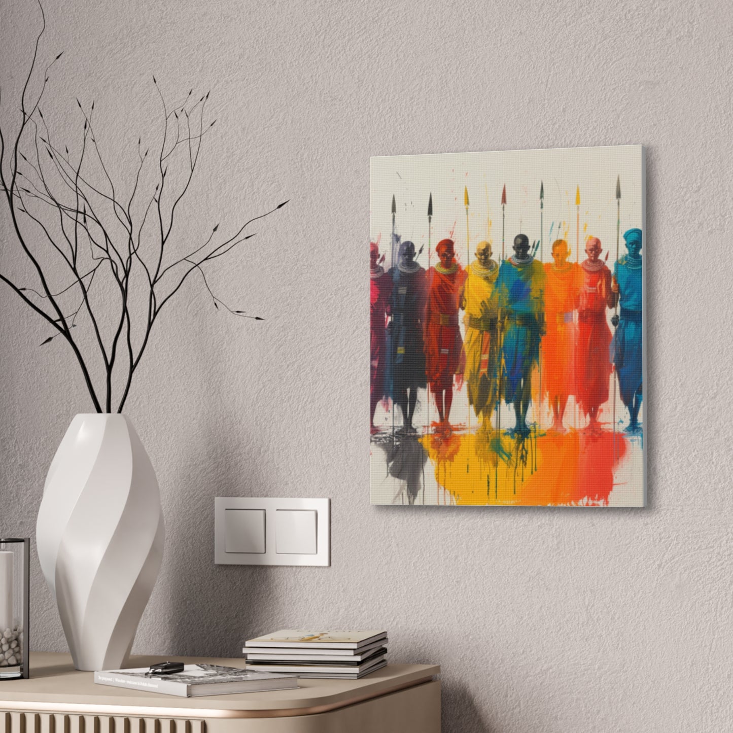 Masai Warriors Abstract Canvas Print