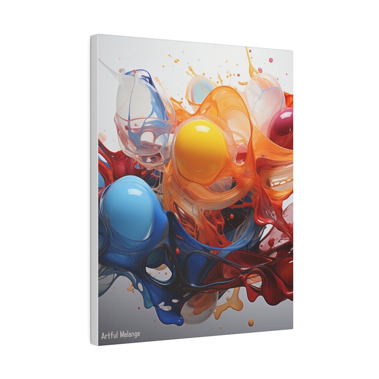 Colorful Balloon-Inspired Matt Canvas Print with Sweeping Acrylic Brush Strokes