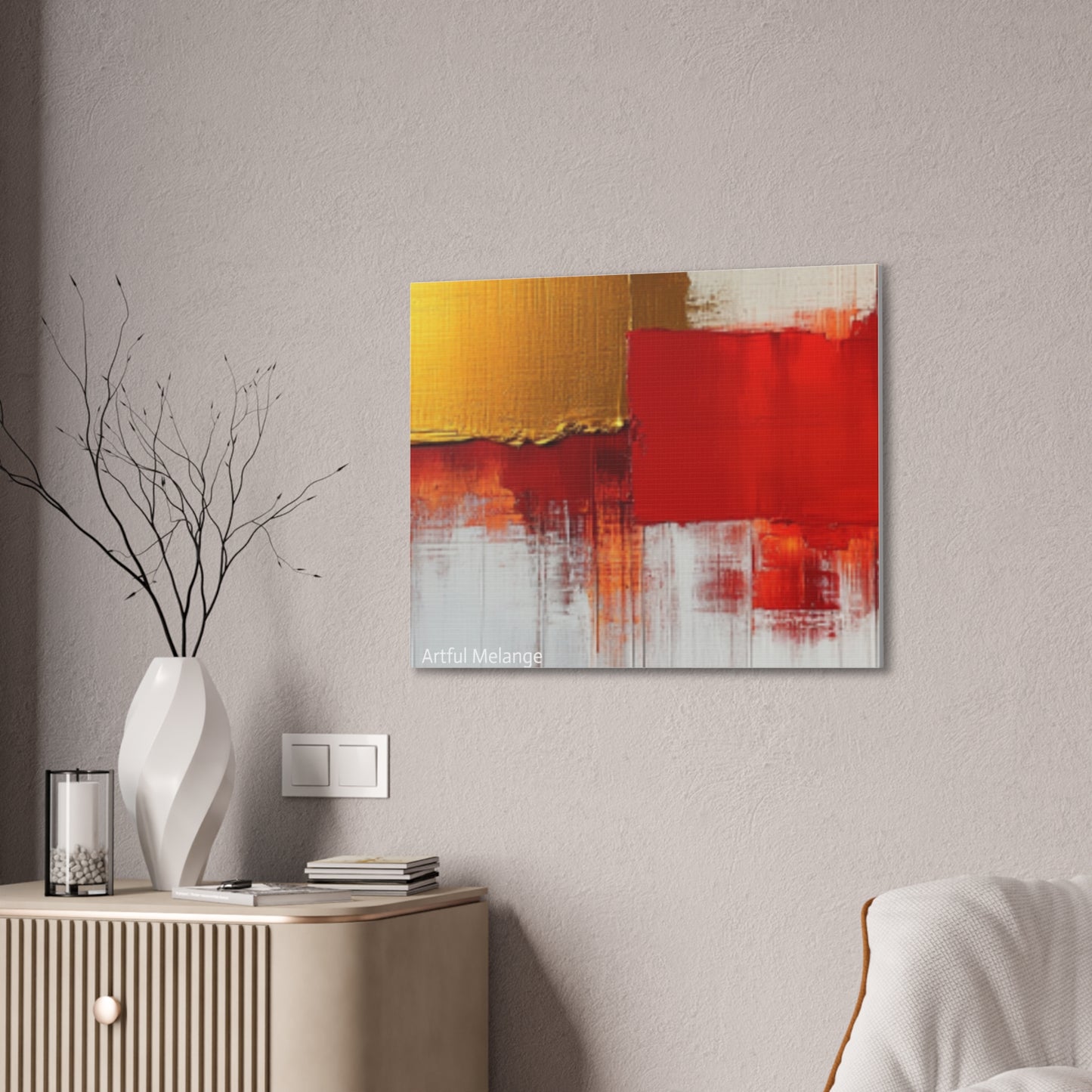 Acrylic Abstract Canvas Print - Homage to the Divine Nine/Red White and Gold 9