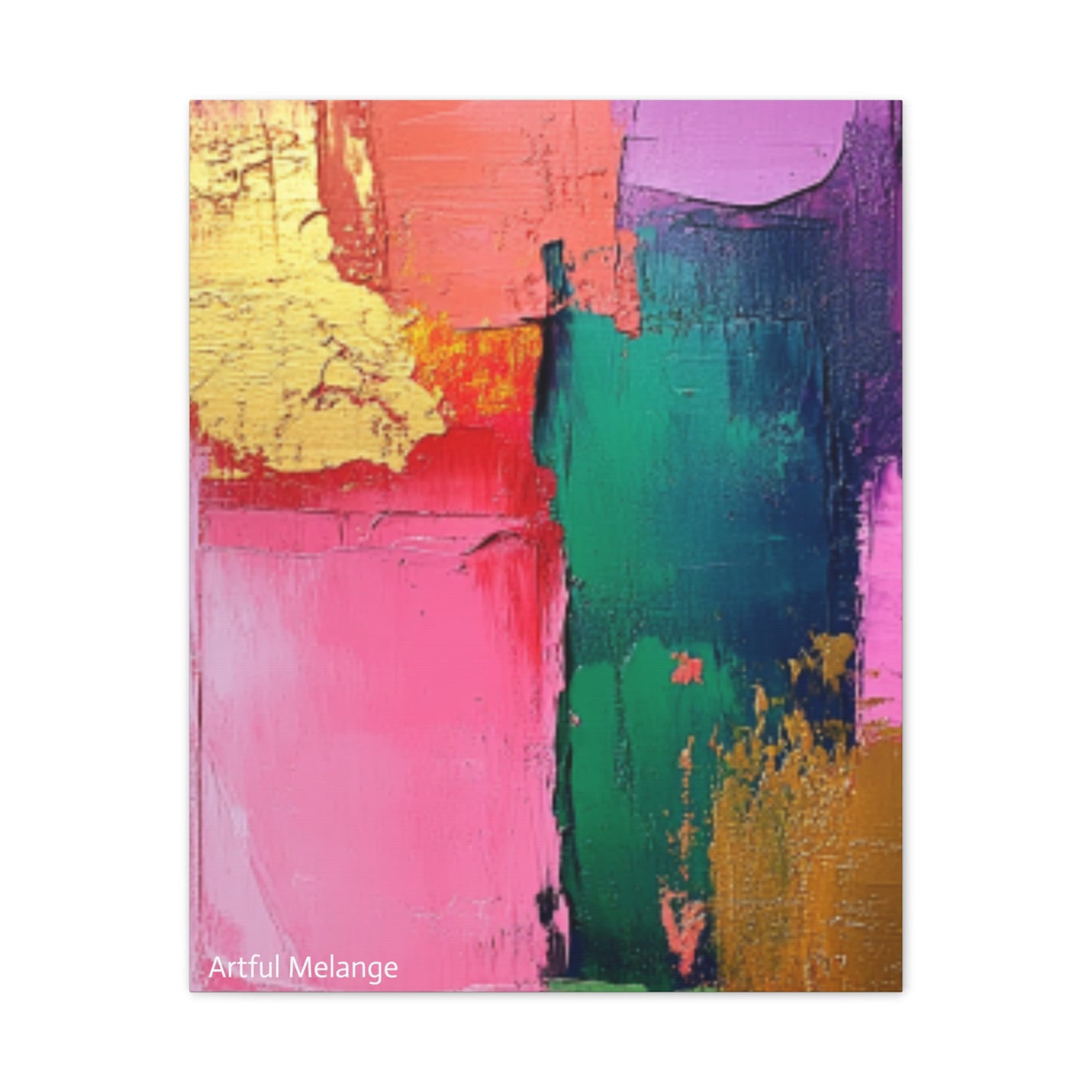 Acrylic Abstract Canvas Print - Homage to the Divine Nine/Pink Green Purple and Gold 1