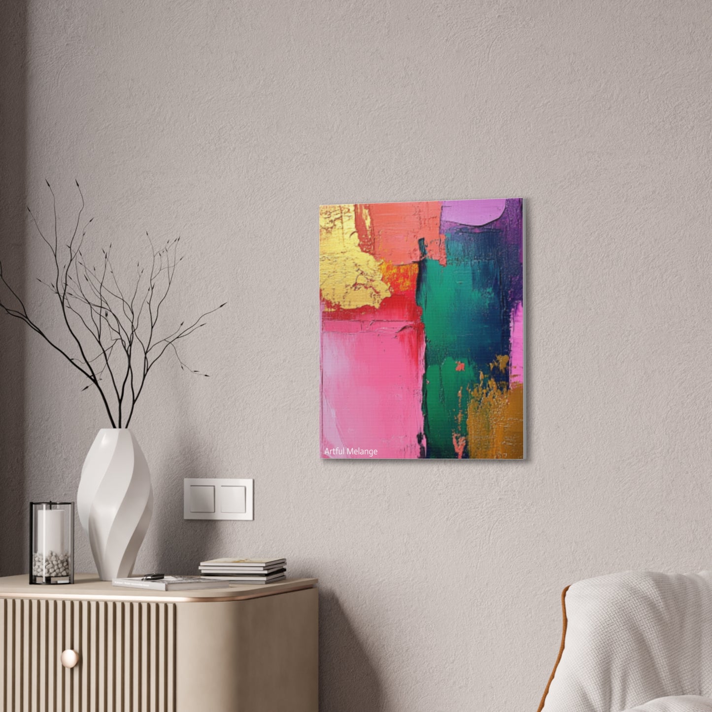 Acrylic Abstract Canvas Print - Homage to the Divine Nine/Pink Green Purple and Gold 1