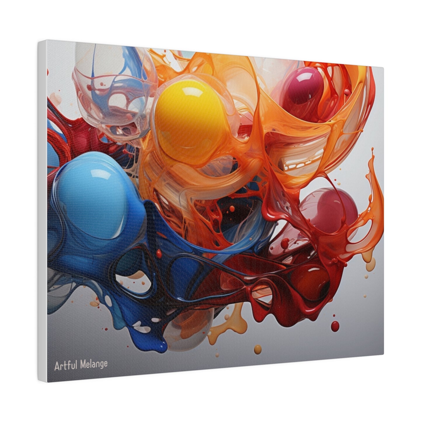 Colorful Balloon-Inspired Matt Canvas Print with Sweeping Acrylic Brush Strokes