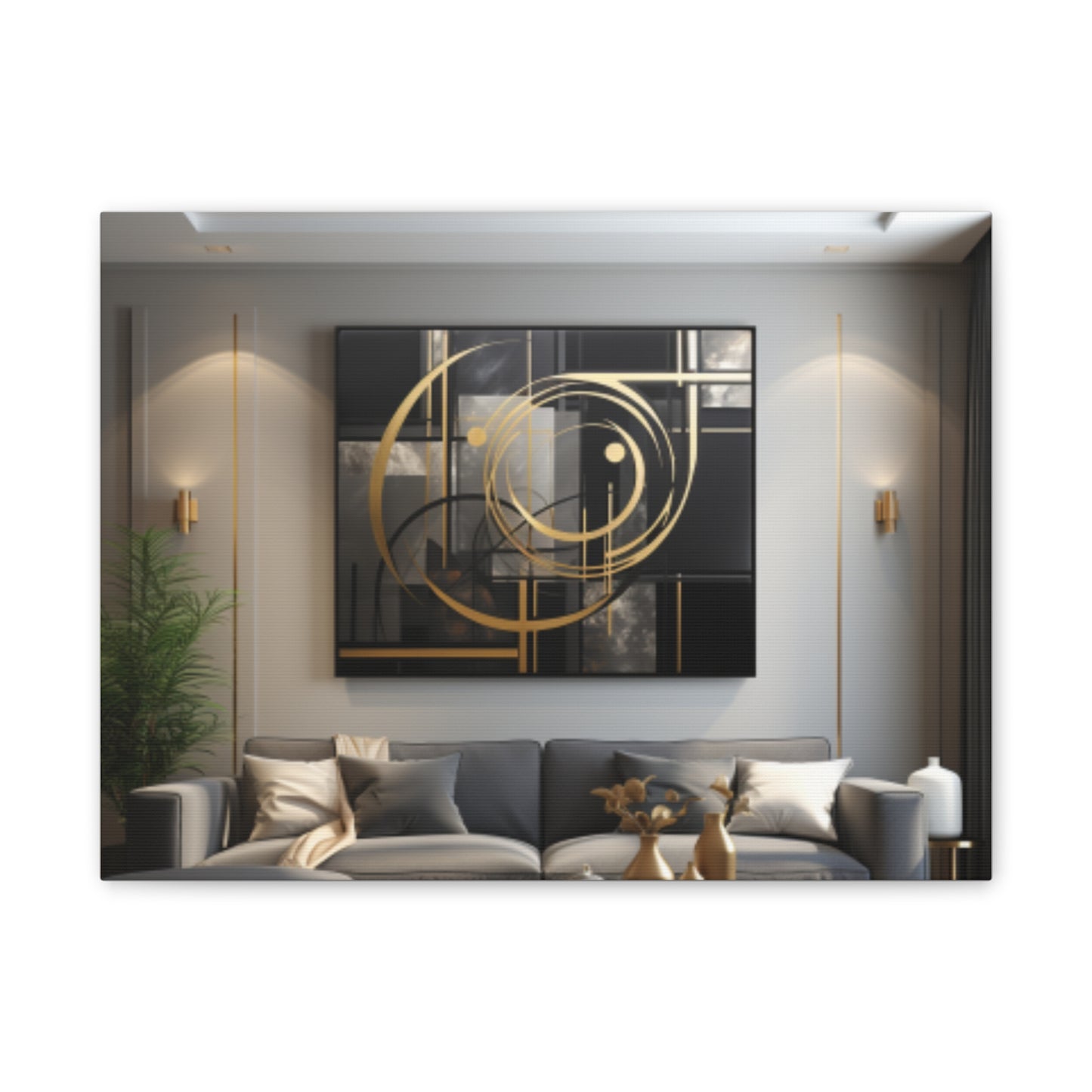 Gold and Black  Elegance: A Symphony of Sophistication Canvas Print