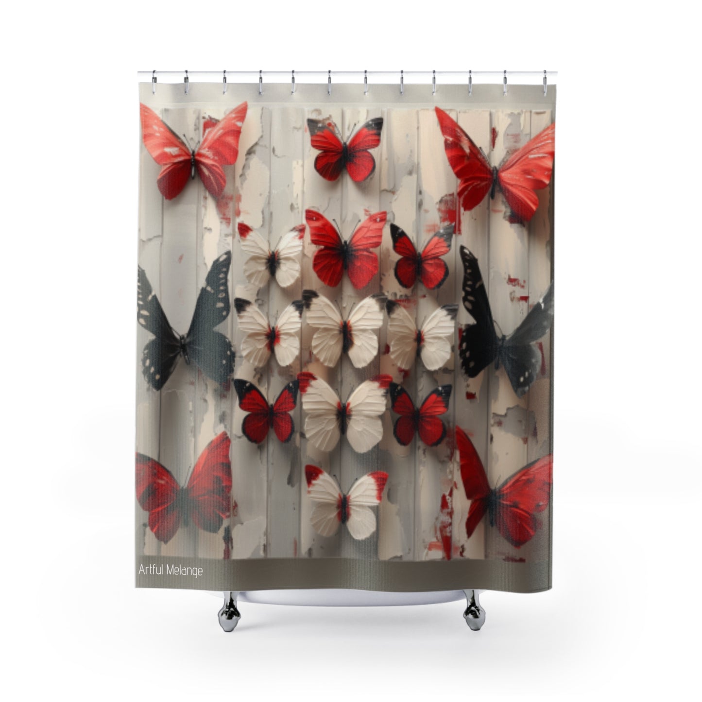 Fluttering Splendor Butterfly Shower Curtains