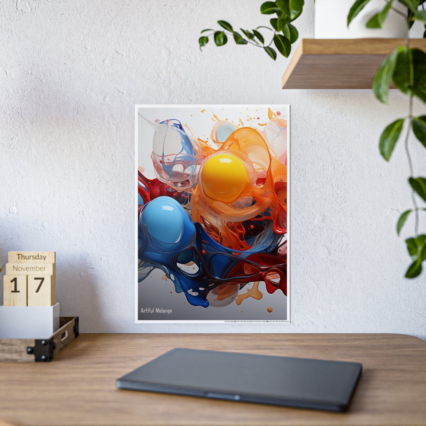 Gleaming   Acrylic Abstract Poster: A Spectrum of Colorful Elegance