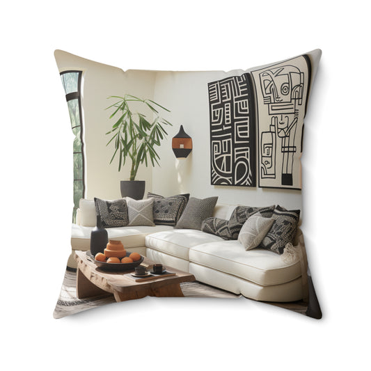 African Mud Cloth Design Square Pillow