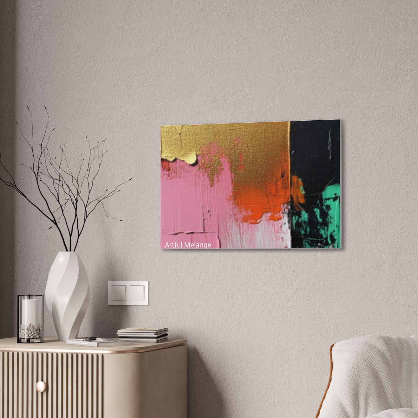 Acrylic Abstract Canvas Print - Homage to the Divine Nine/Pink Green Black and Gold 7