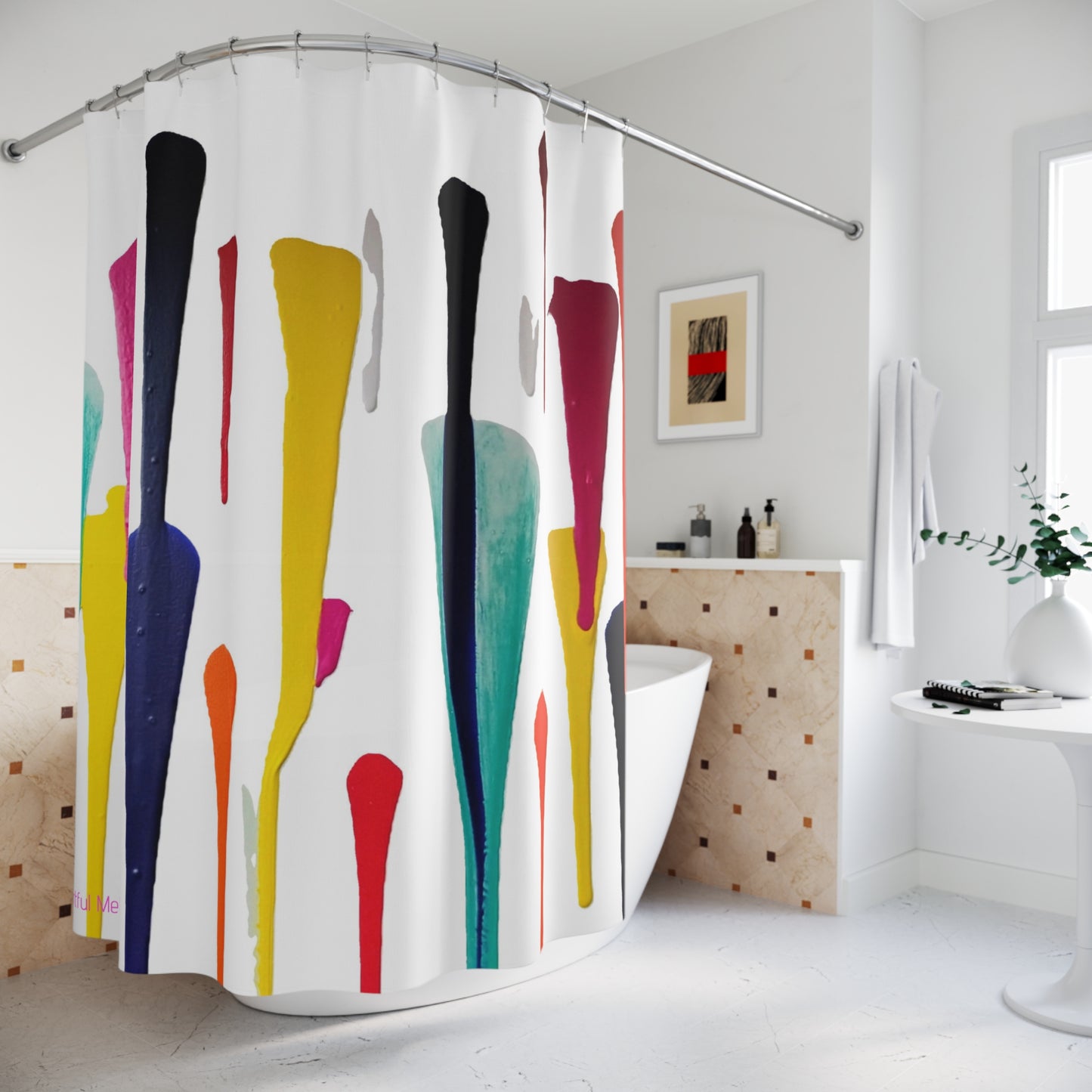 Canvas Cascade: Abstract Acrylic Art Shower Curtain Collection