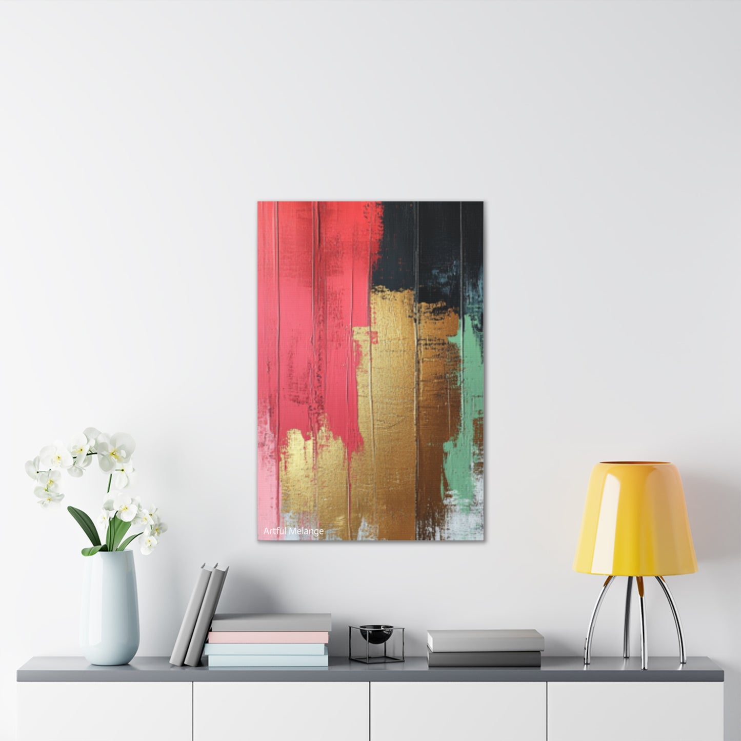 Acrylic Abstract Canvas Print - Homage to the Divine Nine/Pink Green Black and Gold 6