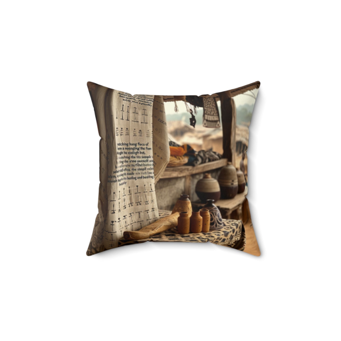 African Mud Cloth Design Square Pillow