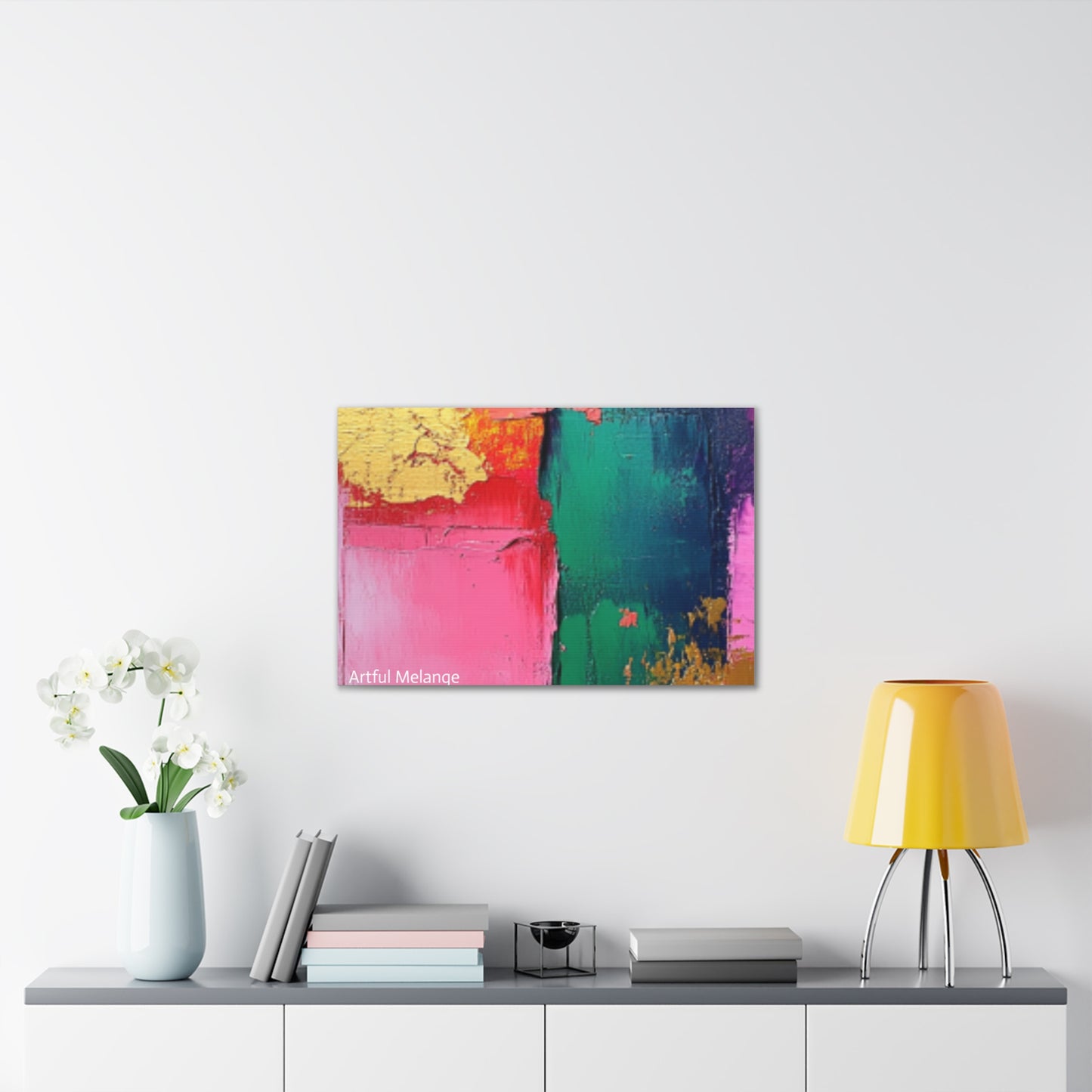 Acrylic Abstract Canvas Print - Homage to the Divine Nine/Pink Green Purple and Gold 1