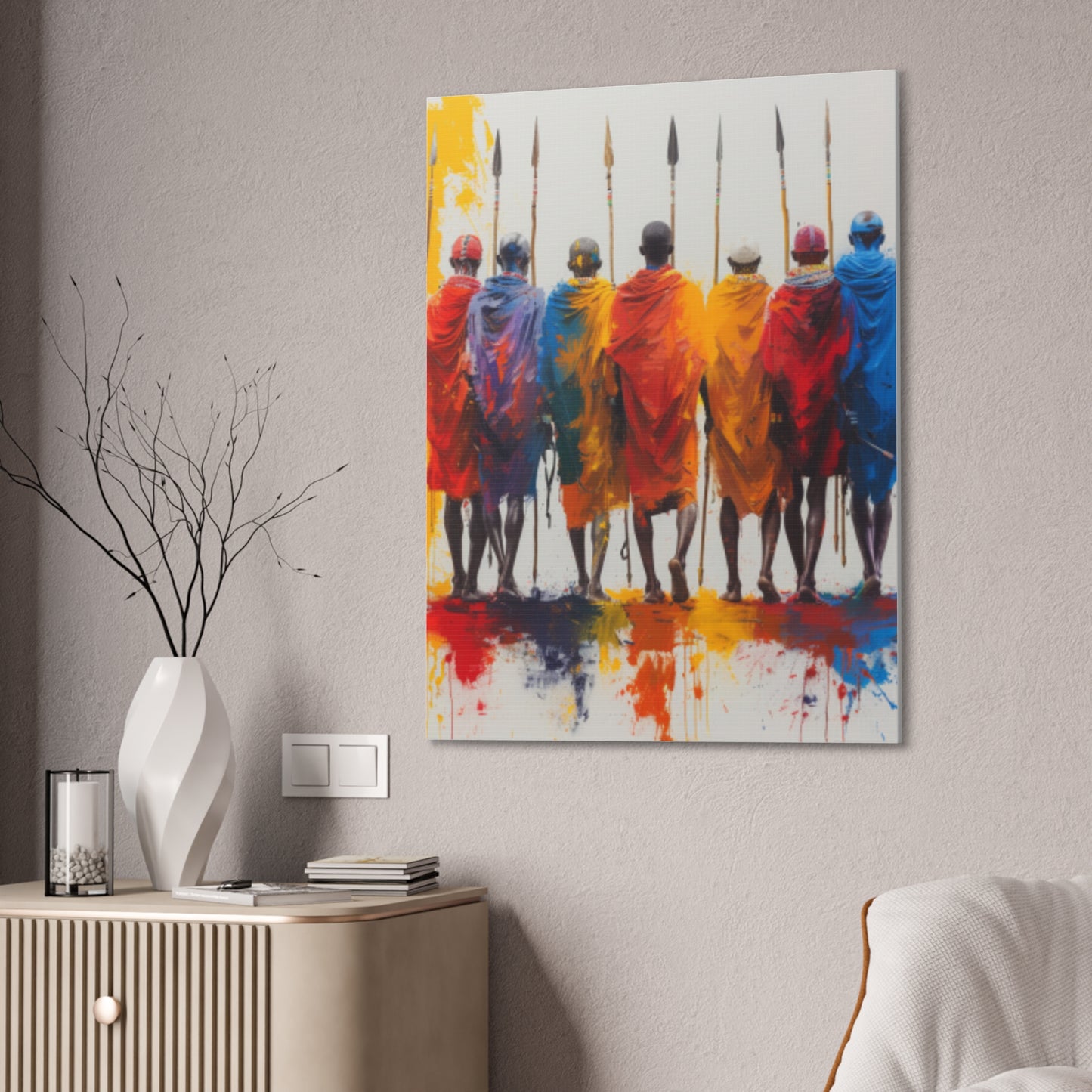 Masai Warriors Abstract Canvas Print