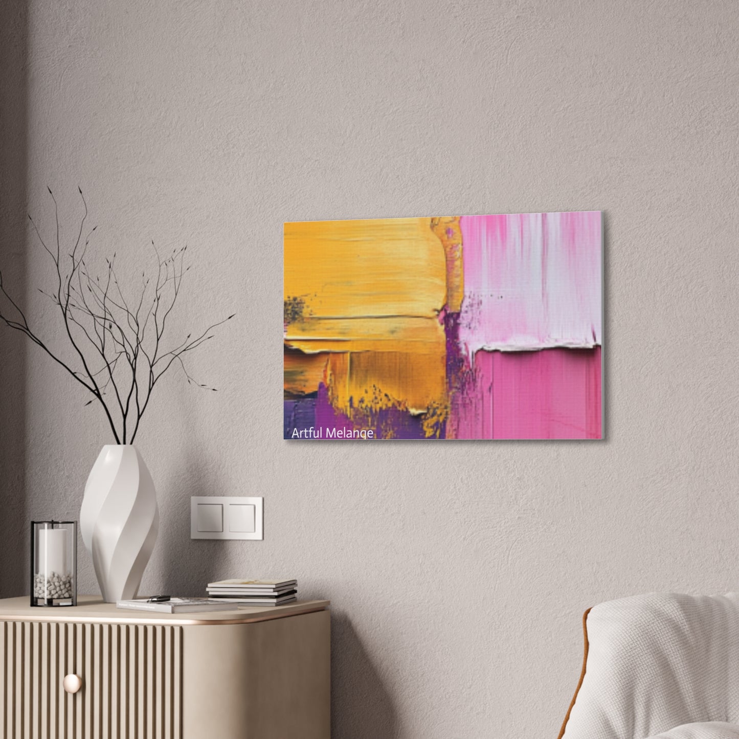 Acrylic Abstract Canvas Print - Homage to the Divine Nine/Gold Purple Pink and Green 5