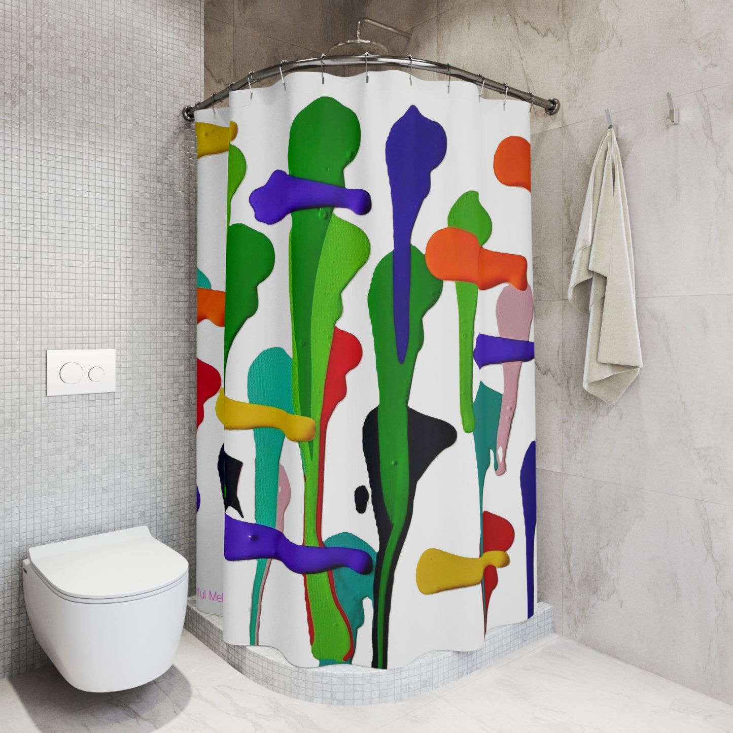 Canvas Cascade: Abstract Acrylic Art Shower Curtain Collection